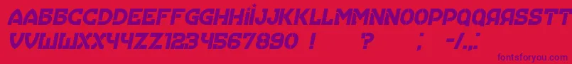 Police Hungaria Italic – polices violettes sur fond rouge