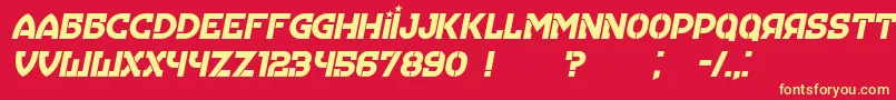 Hungaria Italic-Schriftart – Gelbe Schriften auf rotem Hintergrund