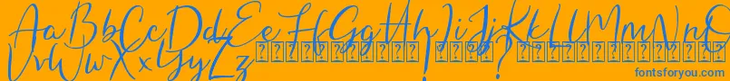 Hungaria Font – Blue Fonts on Orange Background