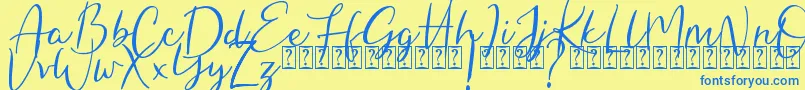 Hungaria Font – Blue Fonts on Yellow Background