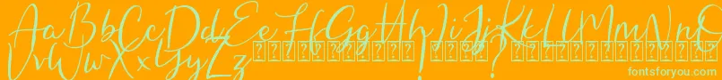 Hungaria Font – Green Fonts on Orange Background