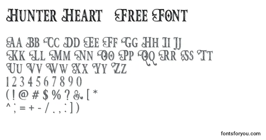 Schriftart Hunter Heart   Free Font – Alphabet, Zahlen, spezielle Symbole