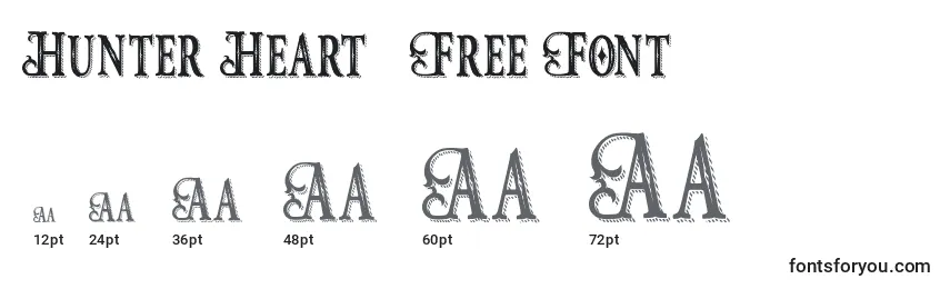 Größen der Schriftart Hunter Heart   Free Font