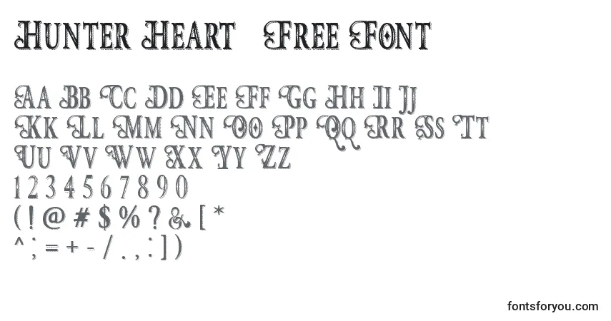 A fonte Hunter Heart   Free Font (129997) – alfabeto, números, caracteres especiais