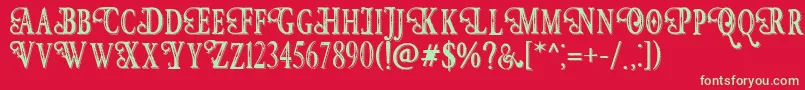 Hunter Heart   Free Font-fontti – vihreät fontit punaisella taustalla