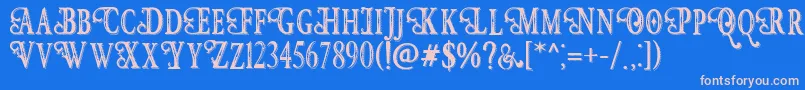 Czcionka Hunter Heart   Free Font – różowe czcionki na niebieskim tle