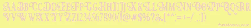 Fonte Hunter Heart   Free Font – fontes rosa em um fundo amarelo