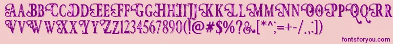 Hunter Heart   Free Font-Schriftart – Violette Schriften auf rosa Hintergrund