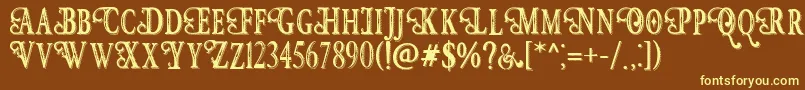 Czcionka Hunter Heart   Free Font – żółte czcionki na brązowym tle