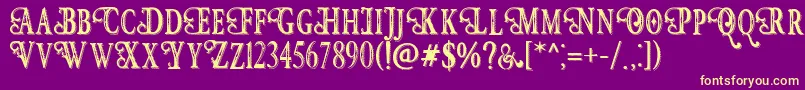 Fonte Hunter Heart   Free Font – fontes amarelas em um fundo roxo