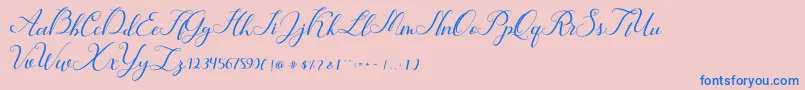 Hunter-Schriftart – Blaue Schriften auf rosa Hintergrund