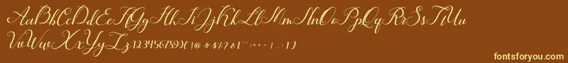 Hunter-fontti – keltaiset fontit ruskealla taustalla