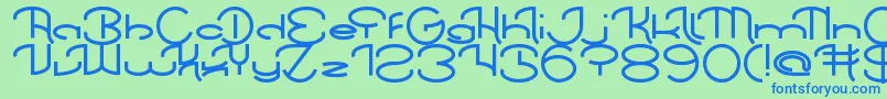 Fonte ChintyaAwuy – fontes azuis em um fundo verde
