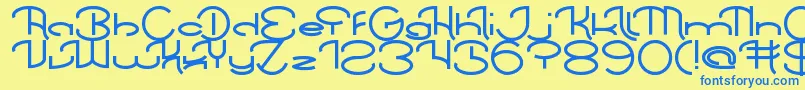 Fonte ChintyaAwuy – fontes azuis em um fundo amarelo