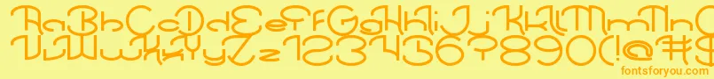 フォントChintyaAwuy – オレンジの文字が黄色の背景にあります。