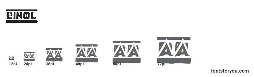 sizes of linol font, linol sizes
