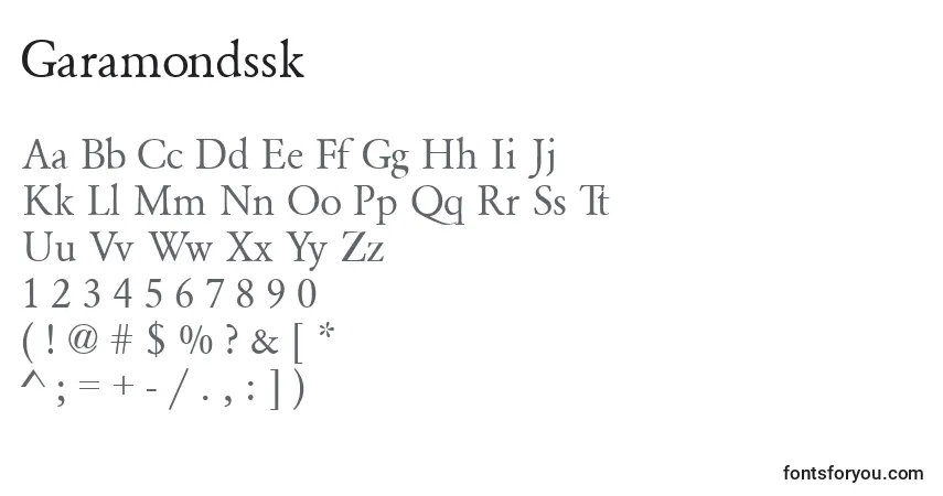 characters of garamondssk font, letter of garamondssk font, alphabet of  garamondssk font