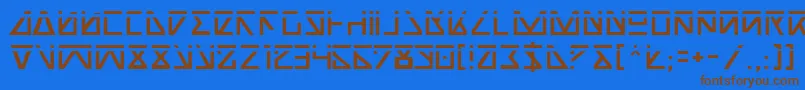 フォントNickla – 茶色の文字が青い背景にあります。