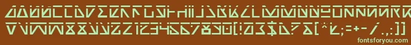 フォントNickla – 緑色の文字が茶色の背景にあります。