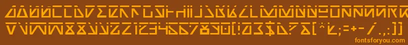 フォントNickla – オレンジ色の文字が茶色の背景にあります。