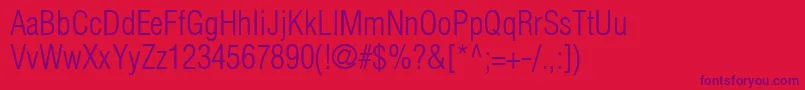 Switzerlandcondlight Font – Purple Fonts on Red Background