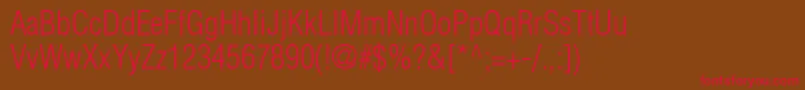フォントSwitzerlandcondlight – 赤い文字が茶色の背景にあります。