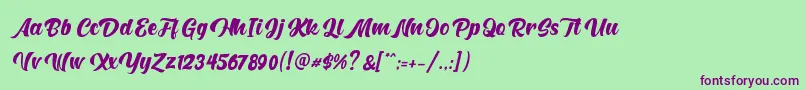 Hunters Font – Purple Fonts on Green Background