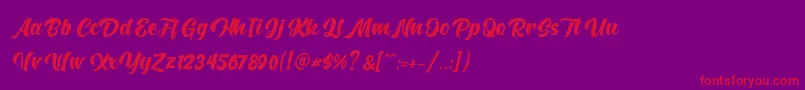 Hunters-Schriftart – Rote Schriften auf violettem Hintergrund