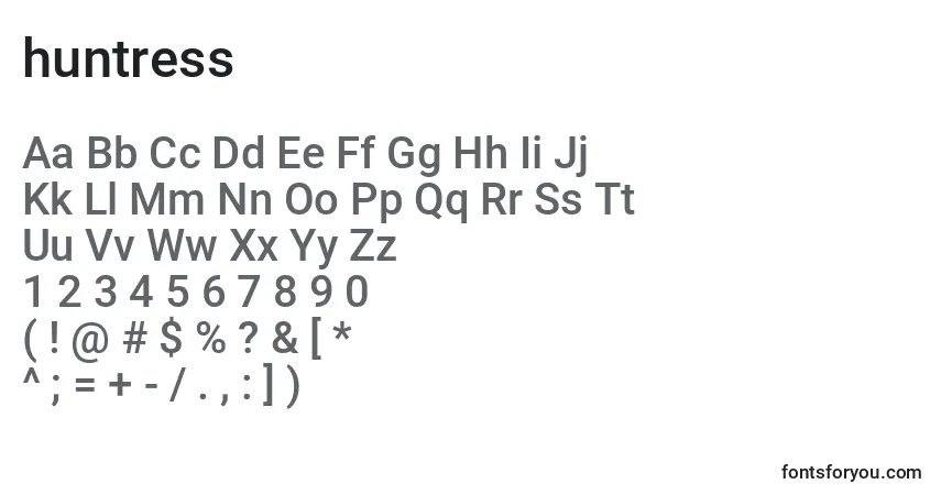 A fonte Huntress (130002) – alfabeto, números, caracteres especiais