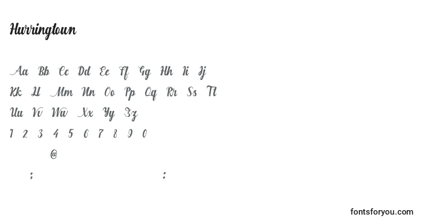Schriftart Hurringtown – Alphabet, Zahlen, spezielle Symbole