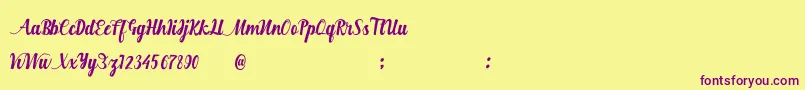 Hurringtown-Schriftart – Violette Schriften auf gelbem Hintergrund