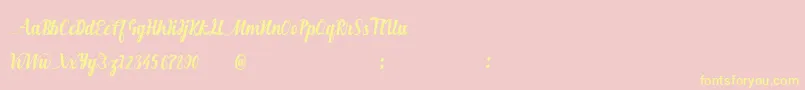 Hurringtown-Schriftart – Gelbe Schriften auf rosa Hintergrund