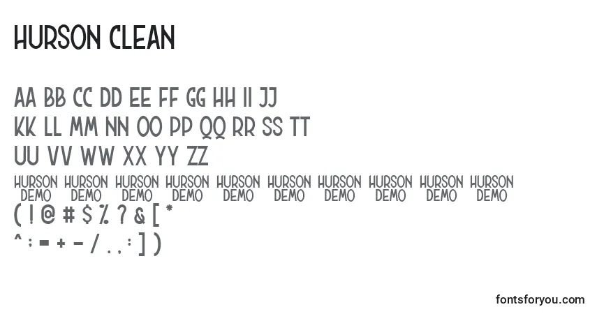 Czcionka Hurson Clean – alfabet, cyfry, specjalne znaki