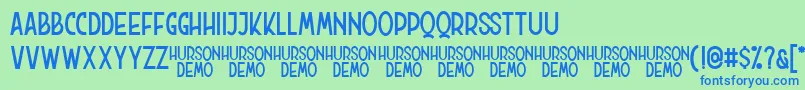 Hurson Clean Font – Blue Fonts on Green Background