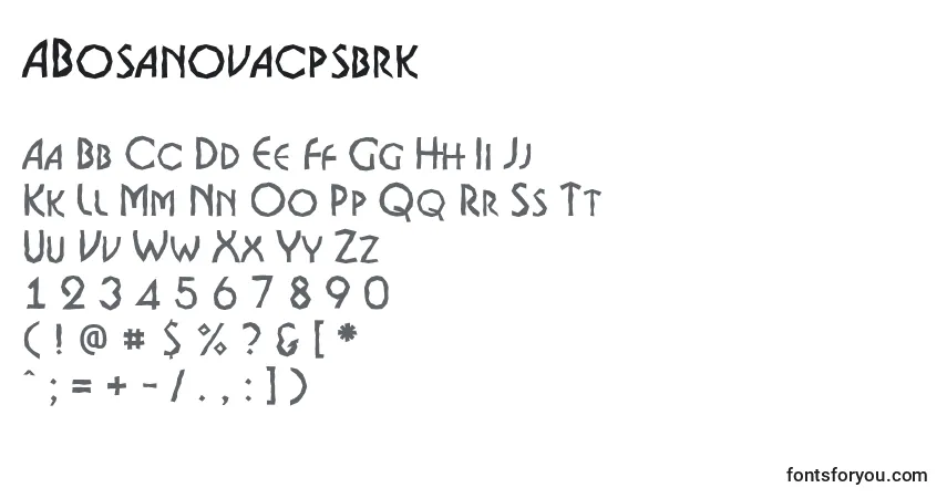 A fonte ABosanovacpsbrk – alfabeto, números, caracteres especiais