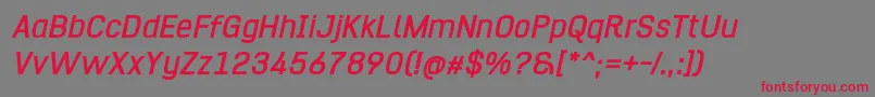 フォントHurufo  Numero Bold Italic – 赤い文字の灰色の背景