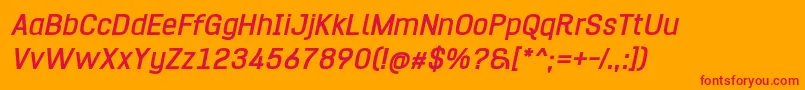 Hurufo  Numero Bold Italic Font – Red Fonts on Orange Background