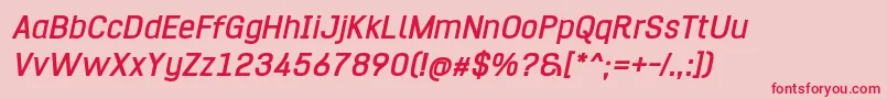 フォントHurufo  Numero Bold Italic – ピンクの背景に赤い文字