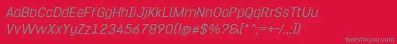 Hurufo  Numero Italic Font – Gray Fonts on Red Background