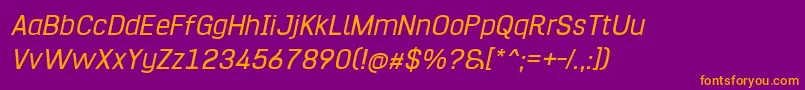 Hurufo  Numero Italic Font – Orange Fonts on Purple Background