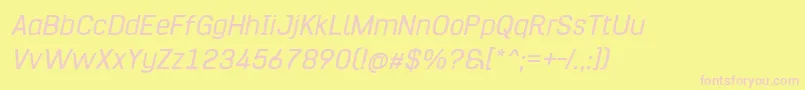 Hurufo  Numero Italic-Schriftart – Rosa Schriften auf gelbem Hintergrund