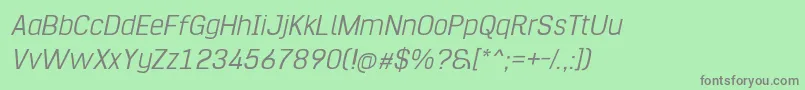 Hurufo  Numero Thin Italic Font – Gray Fonts on Green Background