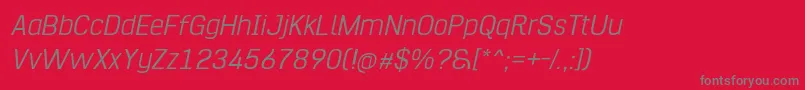 Hurufo  Numero Thin Italic Font – Gray Fonts on Red Background