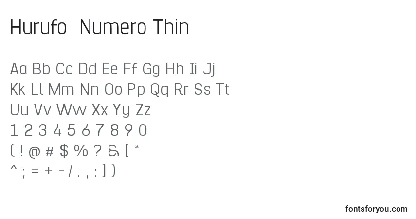 Шрифт Hurufo  Numero Thin – алфавит, цифры, специальные символы