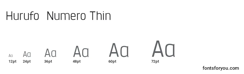 Размеры шрифта Hurufo  Numero Thin