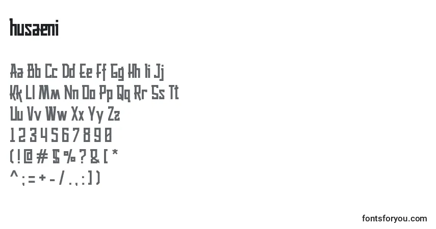 Husaeni-fontti – aakkoset, numerot, erikoismerkit