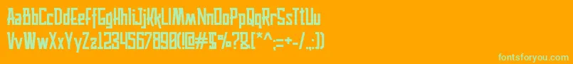 husaeni-Schriftart – Grüne Schriften auf orangefarbenem Hintergrund