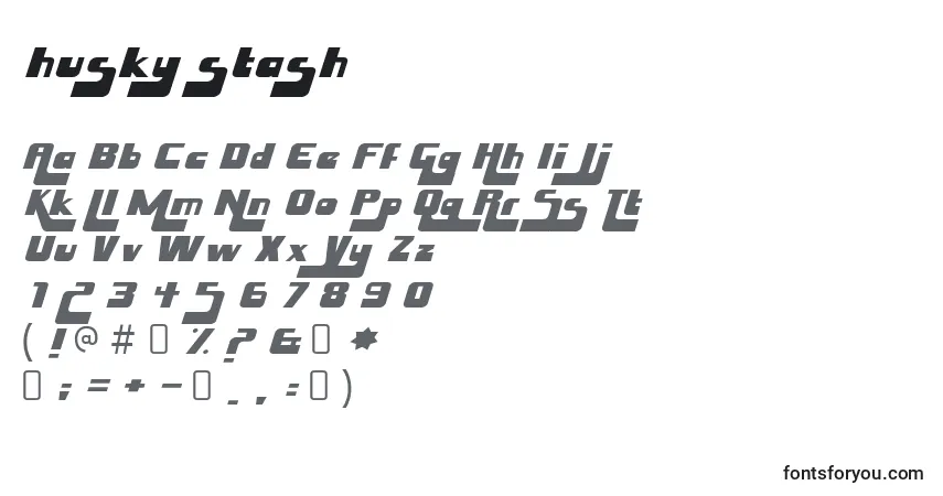Schriftart Husky stash – Alphabet, Zahlen, spezielle Symbole