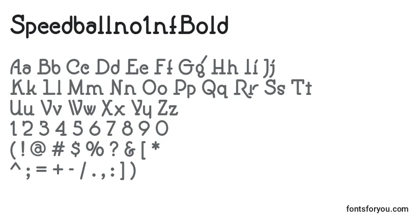 Schriftart Speedballno1nfBold (13002) – Alphabet, Zahlen, spezielle Symbole