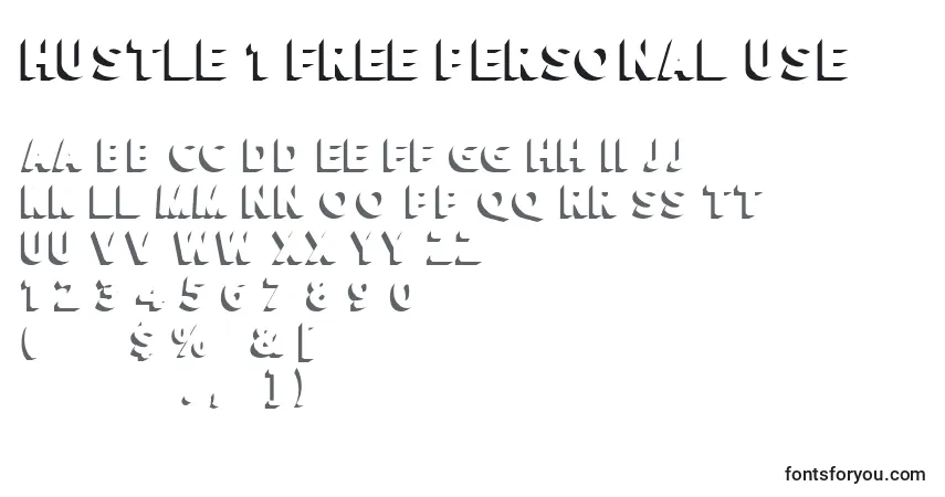 Czcionka HUSTLE 1 free personal use – alfabet, cyfry, specjalne znaki